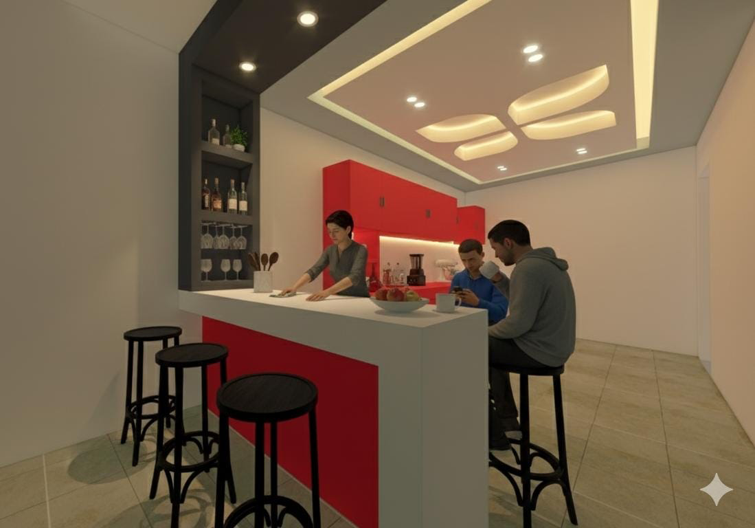 Render arquitectónico de interior moderno